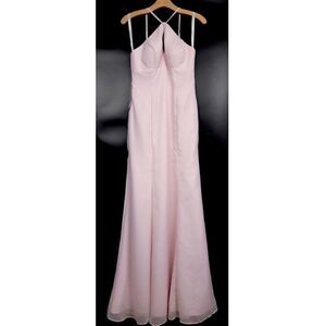 NWT AZAZIE Livy Mermaid Chiffon Maxi Gown Dress Blushing Pink Bridesmaid Prom 6